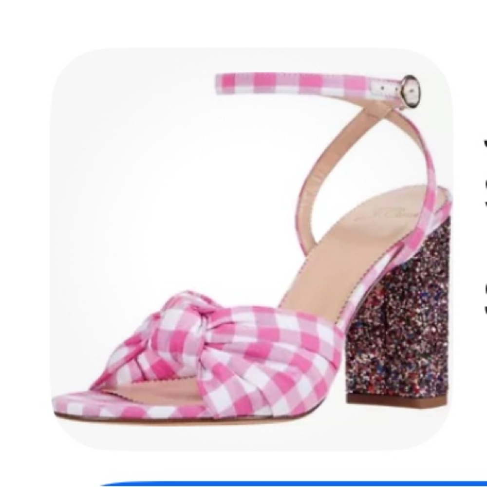 J. Crew Stella Pink Gingham Glitter Heels